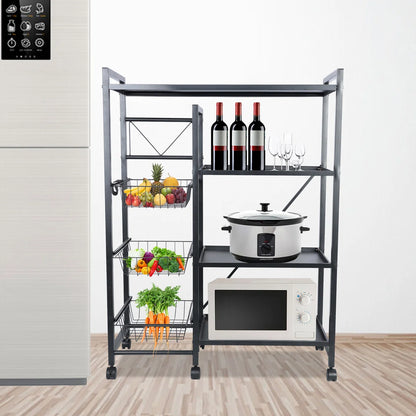 Kitchen Racks: Heavy-Duty Utility Storage Rack with Wheels and Slide-Out Baskets