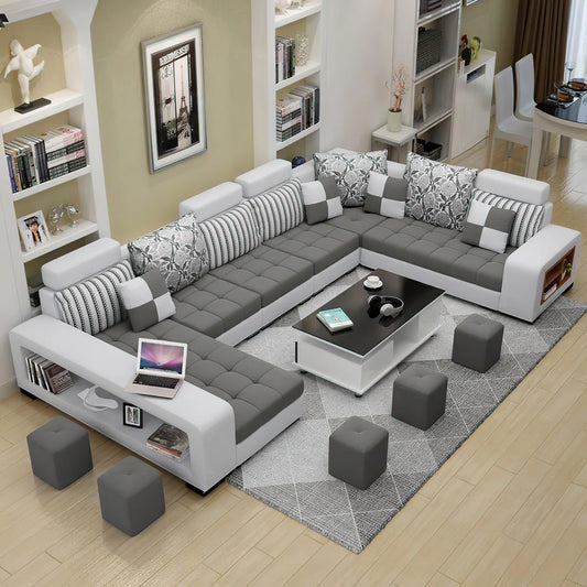 7 Seater Sofa Set: 5-Piece  L- Shape Comfortable Sectional Sofa Set