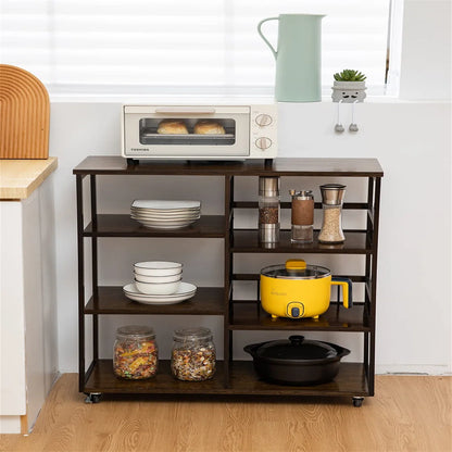 Microwave Stands: 27.7" wooden  Multi-Tier wood Baker's Racks Microwave Stand