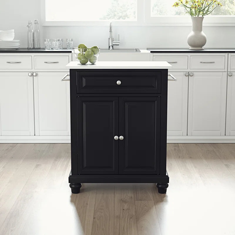 Kitchen Island Table: Compact Granite-Top Kitchen Cart with Storage &amp; Adjustable Shelves