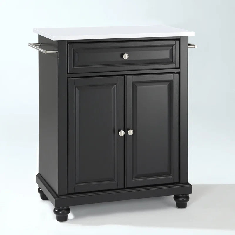 Kitchen Island Table: Compact Granite-Top Kitchen Cart with Storage &amp; Adjustable Shelves