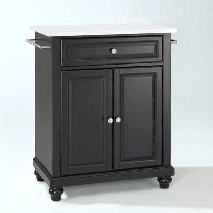 Kitchen Island Table: Compact Granite-Top Kitchen Cart with Storage &amp; Adjustable Shelves