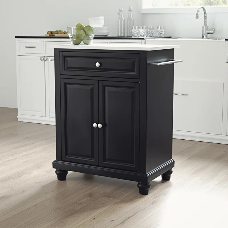 Kitchen Island Table: Compact Granite-Top Kitchen Cart with Storage &amp; Adjustable Shelves