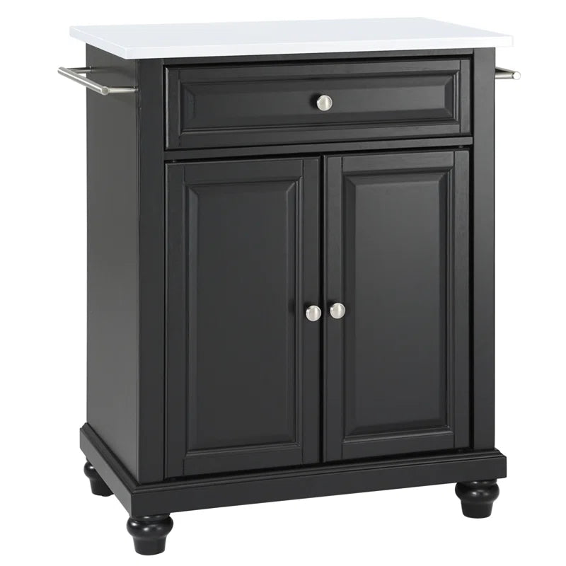Kitchen Island Table: Compact Granite-Top Kitchen Cart with Storage &amp; Adjustable Shelves