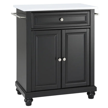 Kitchen Island Table: Compact Granite-Top Kitchen Cart with Storage &amp; Adjustable Shelves