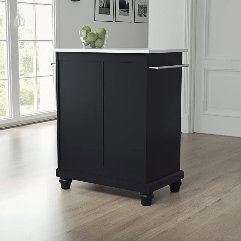Kitchen Island Table: Compact Granite-Top Kitchen Cart with Storage &amp; Adjustable Shelves