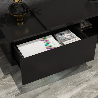 tv panel: 94.5" wide storage credenza with modern design and ample compartments