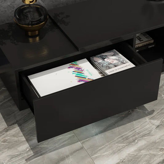 tv panel: 94.5" wide storage credenza with modern design and ample compartments