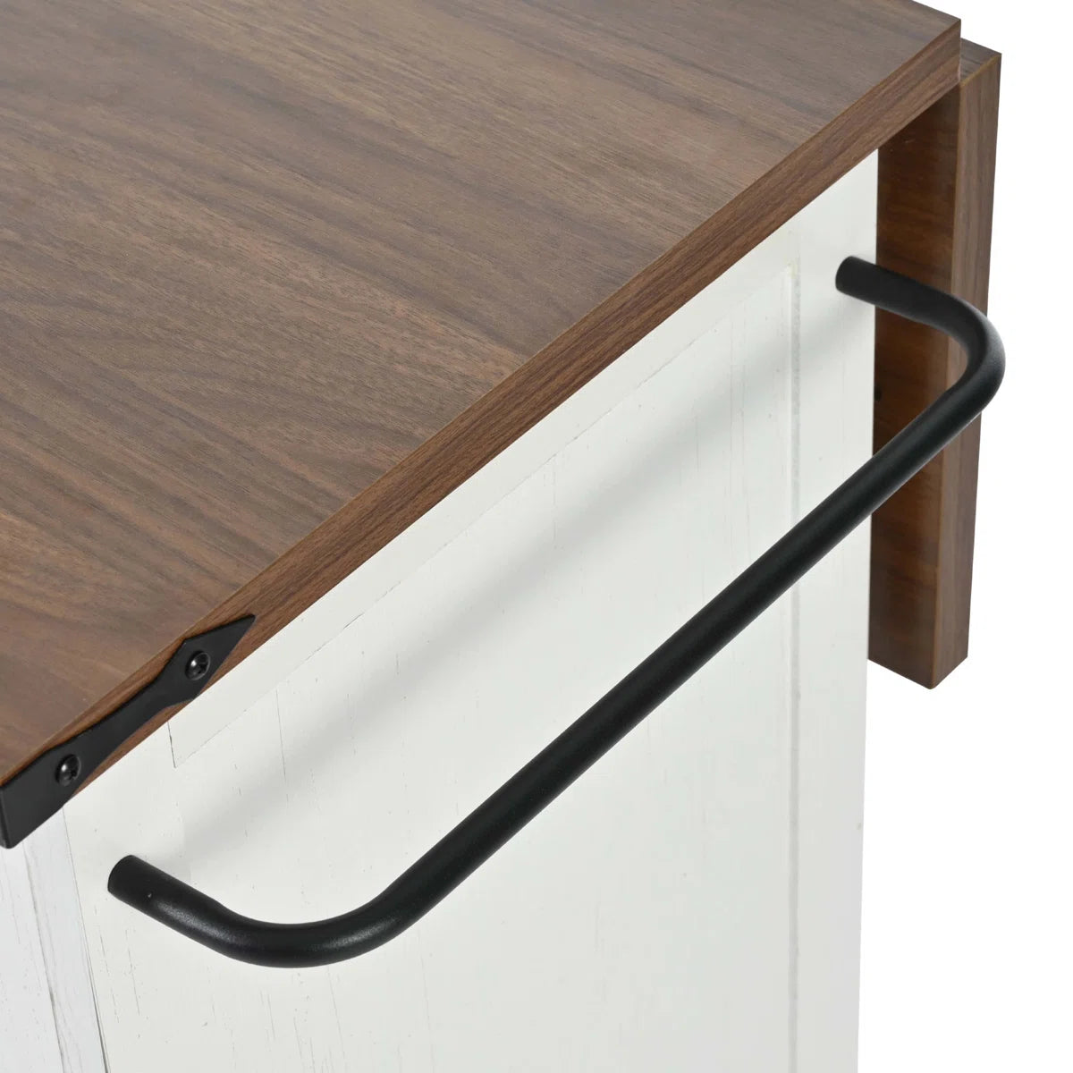Kitchen Island Table with Drop Leaf, Charging Station & Ample Storage – White Finish