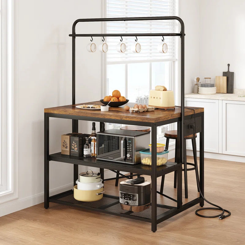 Kitchen Rack: Baker's Rack with 5 Racks and Kitchen Island with Storage