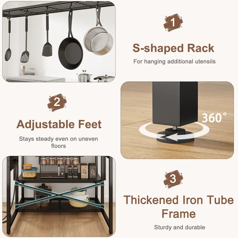 Kitchen Rack: Baker's Rack with 5 Racks and Kitchen Island with Storage