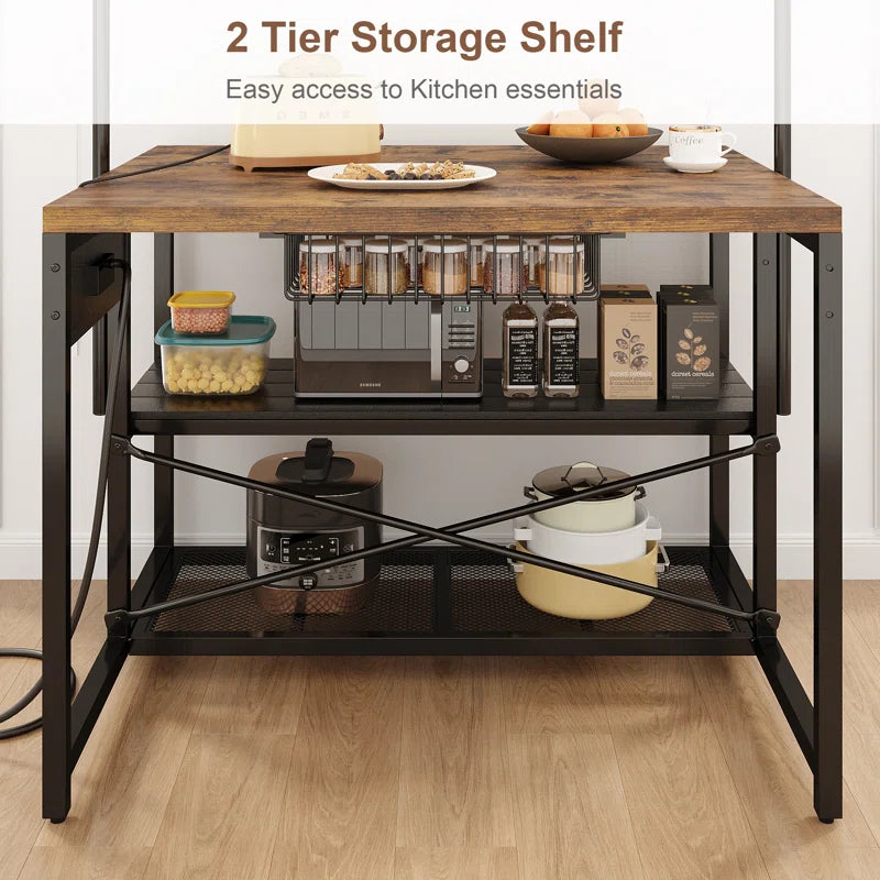 Kitchen Rack: Baker's Rack with 5 Racks and Kitchen Island with Storage