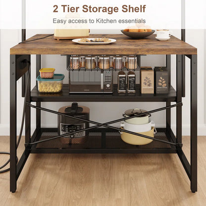 Kitchen Rack: Baker's Rack with 5 Racks and Kitchen Island with Storage