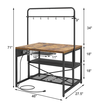Kitchen Rack: Baker's Rack with 5 Racks and Kitchen Island with Storage