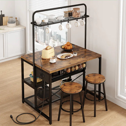 Kitchen Rack: Baker's Rack with 5 Racks and Kitchen Island with Storage