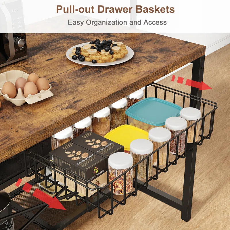 Kitchen Rack: Baker's Rack with 5 Racks and Kitchen Island with Storage