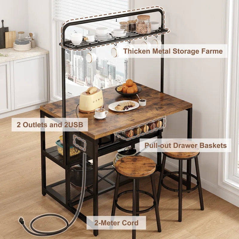 Kitchen Rack: Baker's Rack with 5 Racks and Kitchen Island with Storage