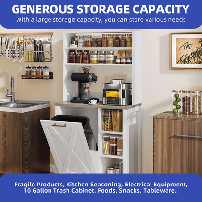 Kitchen Racks: Trash Can Bin Cabinet and Charging Station on a Baker's Rack