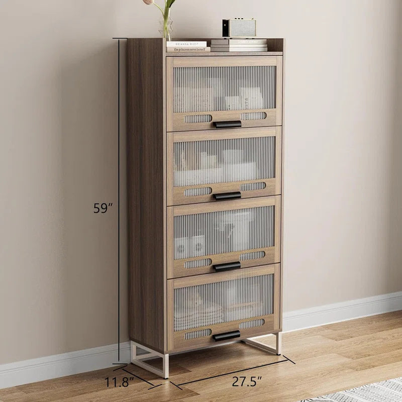 Kitchen Racks: Multi-Layer Kitchen Organizer with Casters and Glass Fronts