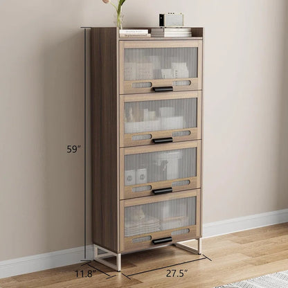 Kitchen Racks: Multi-Layer Kitchen Organizer with Casters and Glass Fronts