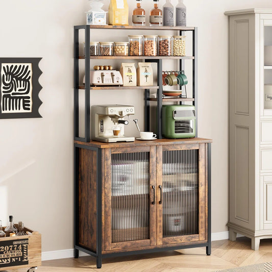 Microwave Stands: 5-Tier Baker’s Rack with Cabinet for Kitchen Storage