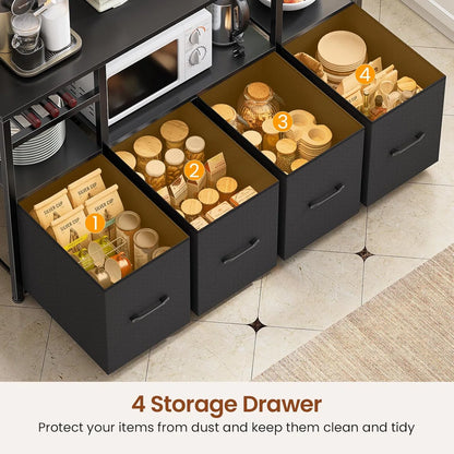 Kitchen Racks: It is a 47.2-inch microwave stand with storage and a power outlet