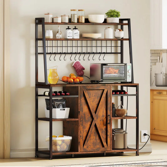 Kitchen Racks: 47.24'' Wood Baker's Rack Compatible with Microwaves