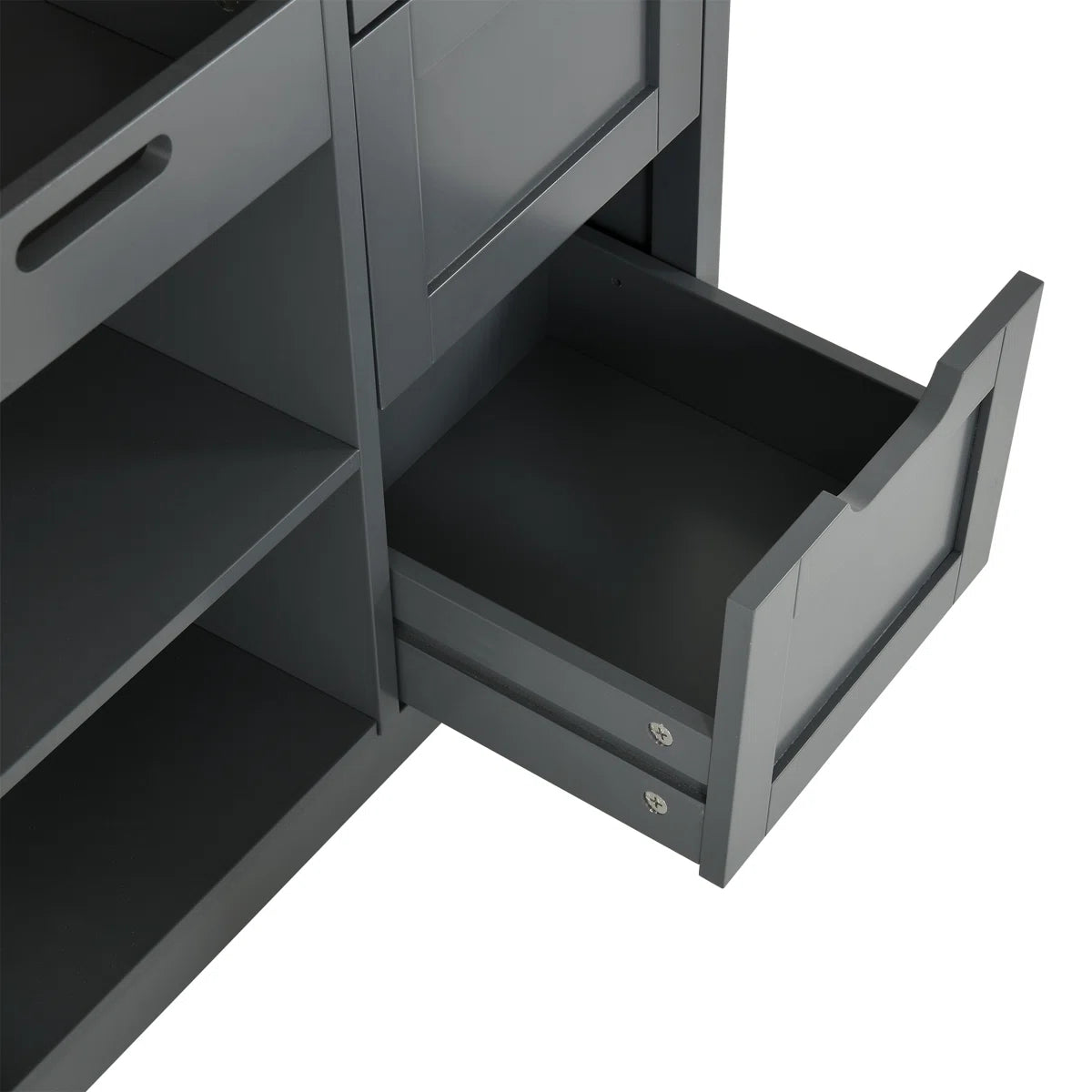 Kitchen Island Table: 27" Wide Portable Kitchen Cart with Drawers, Shelves &amp; Locking Wheels