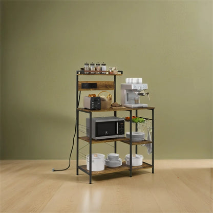 Kitchen Racks: 20.6'' Metal kitchen baker’s rack with microwave compatibility, sleek storage for tight spaces