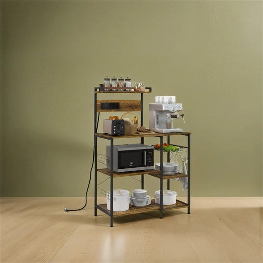 Kitchen Racks: 20.6'' Metal kitchen baker’s rack with microwave compatibility, sleek storage for tight spaces