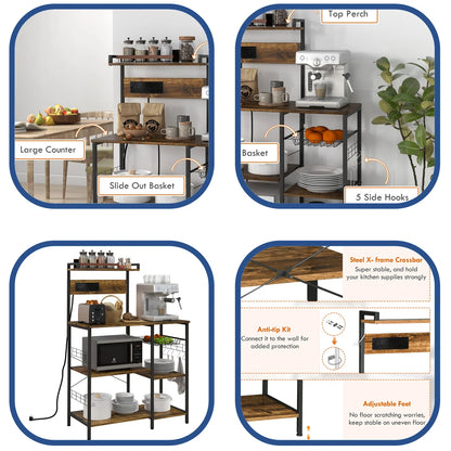Kitchen Racks: 20.6'' Metal kitchen baker’s rack with microwave compatibility, sleek storage for tight spaces