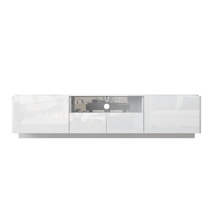 tv panel: Modern TV stand fits 88" screens with storage and clean design