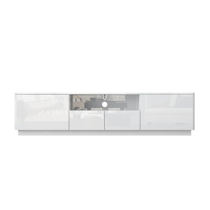 tv panel: Modern TV stand fits 88" screens with storage and clean design