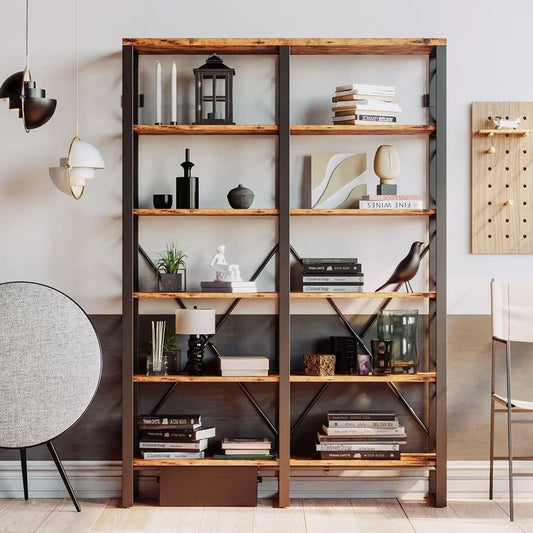 Bookshelf:  Black-Finished Metal Frame And MDF Board 