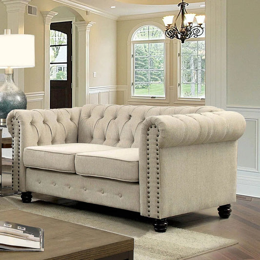 Luxury Sofa Sets: Chesterfield 2+3 Seater Sofa Set with Rolled Arms & Tufted Detailing