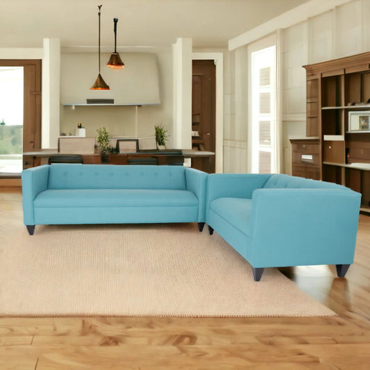 7 Seater Sofa Set: Loveseat & Sofa Set with Solid Wood Frame for Living Room & Bedroom