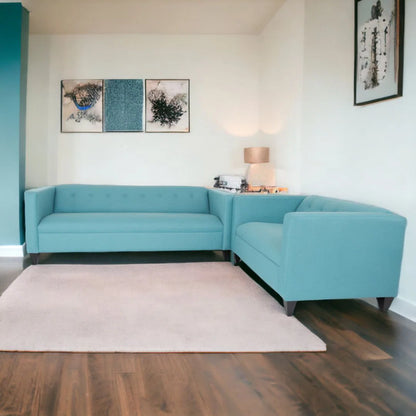 7 Seater Sofa Set: Loveseat & Sofa Set with Solid Wood Frame for Living Room & Bedroom