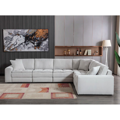 7 Seater Sofa Set: 6-Piece Upholstered Sectional for Modern Living Rooms