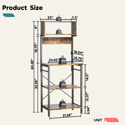 Kitchen Racks: 23'' Standard Baker's Rack Made of Steel and Compatible with Microwaves