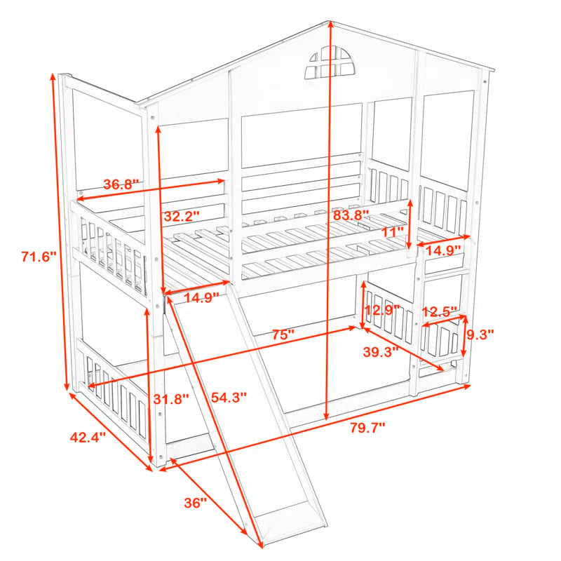 Bunk Bed: Kids Twin Bed White