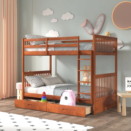 Bunk Bed: Kids Twin Over Bed with Drawers