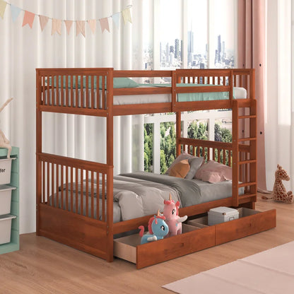 Bunk Bed: Kids Twin Over Bed with Drawers
