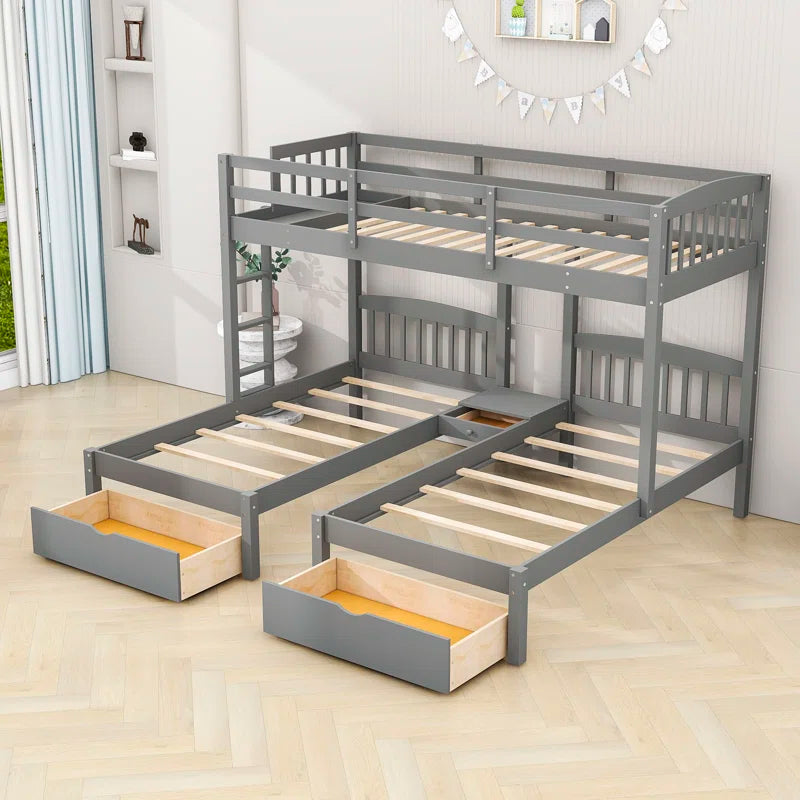 Bunk Bed: Over Twin Bunk Bed with Drawers