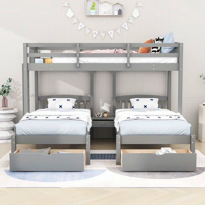 Bunk Bed: Over Twin Bunk Bed with Drawers