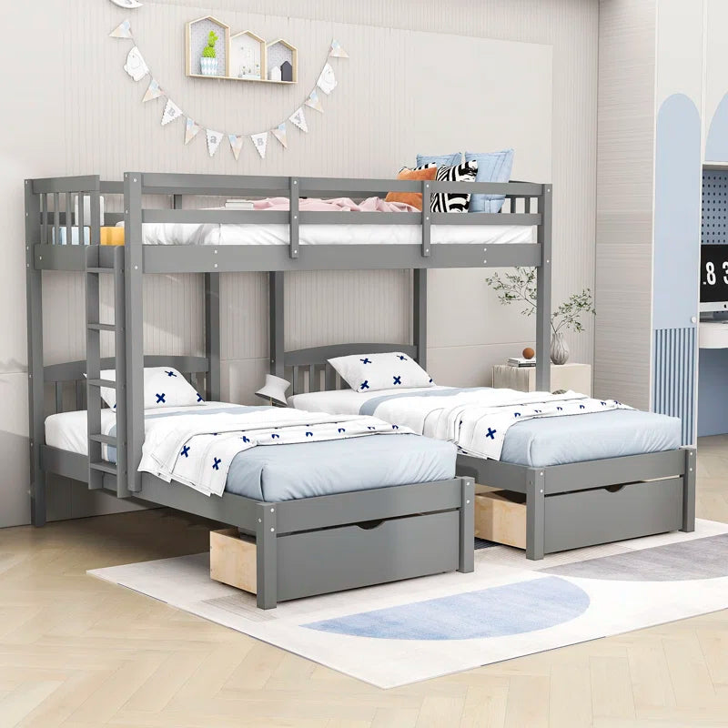 Bunk Bed: Over Twin Bunk Bed with Drawers