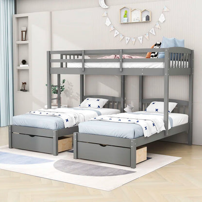 Bunk Bed: Over Twin Bunk Bed with Drawers