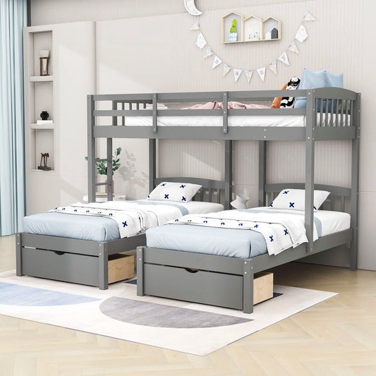 Bunk Bed: Over Twin Bunk Bed with Drawers