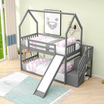 Bunk Bed: Standard Kids Bed with Slide and Shelf