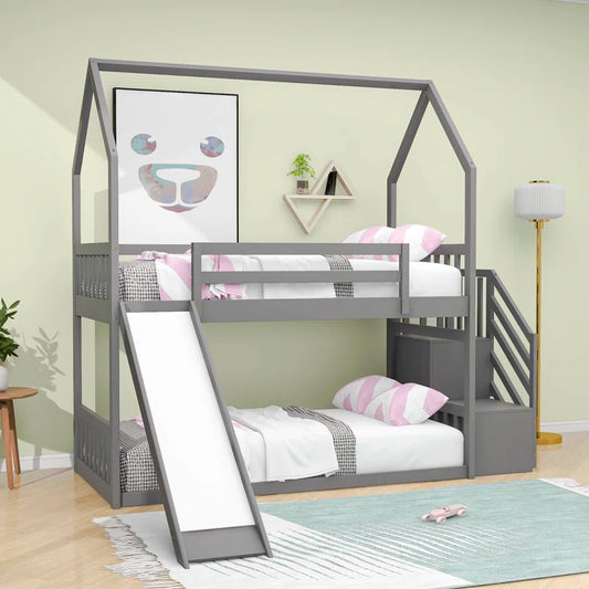 Bunk Bed: Standard Kids Bed with Slide and Shelf