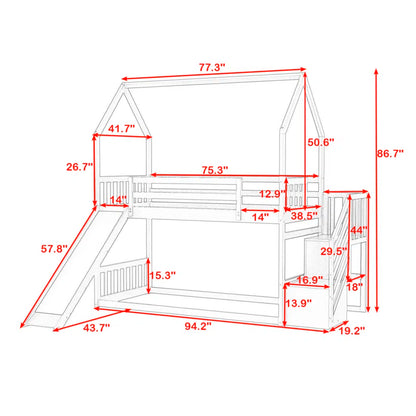 Bunk Bed: Standard Kids Bed with Slide and Shelf